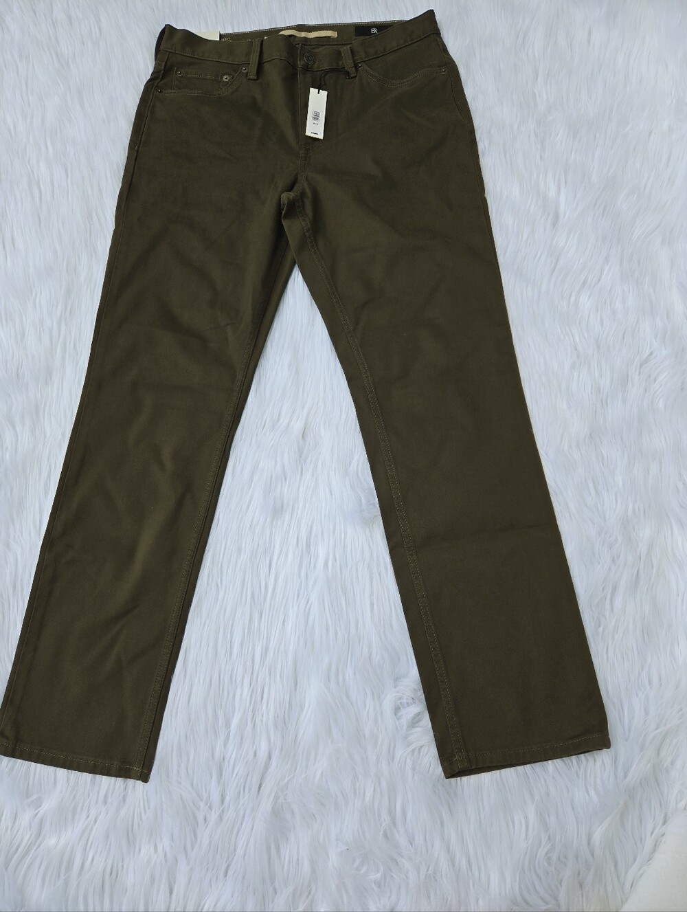 Men's Deep Olive Green Straight-Leg Pants